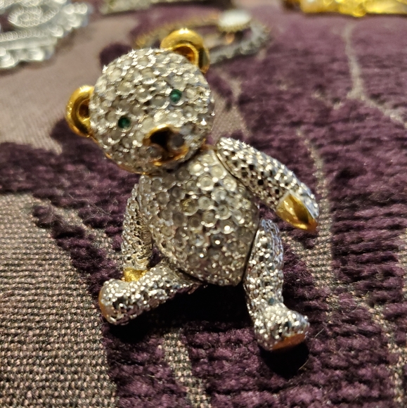 Articulated Swarovski Crystal Bear Pin/Pendant - Picture 2 of 4